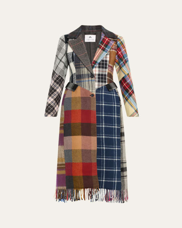 Regenerated Tartan Scarves Fitted Coat